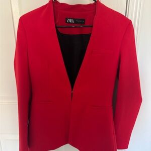 Zara Bright Red Blazer Jacket (M)